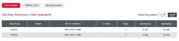 Starax Gizli Raylı Alüminyum 4 Raflı Sol Ayakkabılık (S-6741-A) - 3