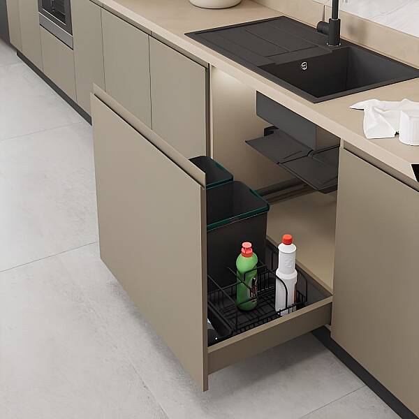 Starax 2558 80cm Çekmece İçi Taşınabilir Sepetli Otomatik Çöp Kovası 32+3 Lt Antrasit Modül 80cm (S-2558-A) - 1