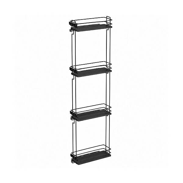 Starax 20cm Çift Açılım Gizli Raylı 4 Sepetli Ahşap Tabanlı Şişelik Sağ (S-2928-A) - 2