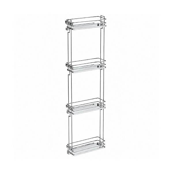 Starax Çift Açılım Gizli Raylı 4 Sepetli Ahşap Tabanlı Sağ Şişelik Frenli Krom 20cm (S-2928-C) - 2