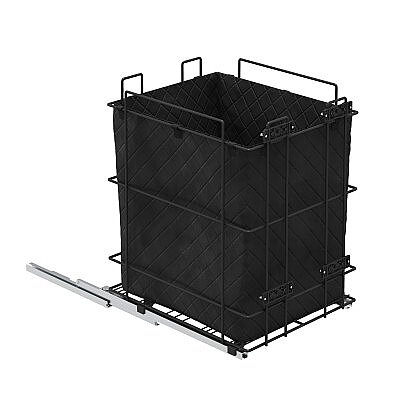 Starax Gizli Raylı Torbalı Çamaşır Sepeti Frenli Antrasit Modül 40cm (S-8053-A) - 3