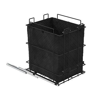 Starax Gizli Raylı Torbalı Çamaşır Sepeti Frenli Antrasit Modül 40cm (S-8053-A) - 3