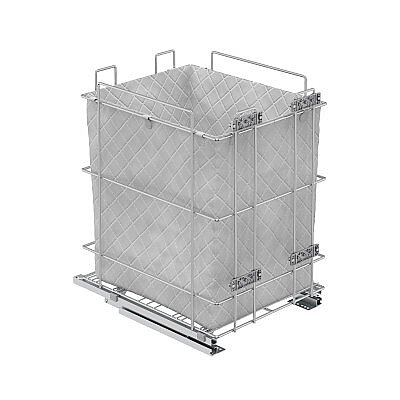 Starax Gizli Raylı Torbalı Çamaşır Sepeti Frenli Krom 45cm (S-8054-C) - Starax (1)