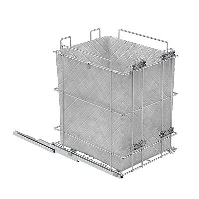 Starax Gizli Raylı Torbalı Çamaşır Sepeti Frenli Krom Modül 50cm (S-8055-C) - 3
