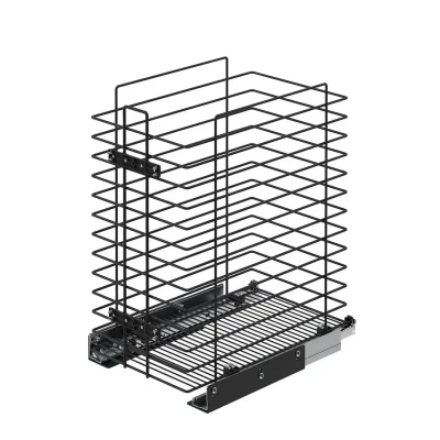 Starax Gizli Raylı Çamaşır Sepeti Frenli Antrasit Renk Modül 55cm (S-8056-A) - 2