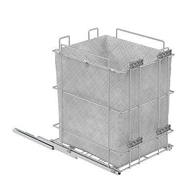 Starax Gizli Raylı Torbalı Çamaşır Sepeti Frenli Krom Modül 55cm (S-8056-C) - 3