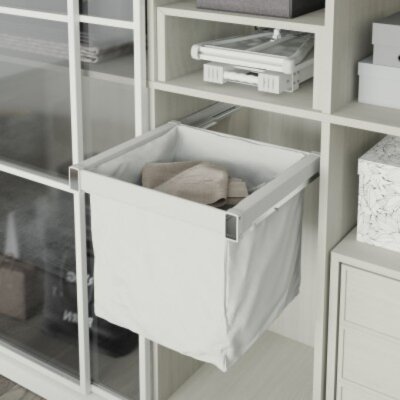 Starax Gizli Raylı Kumaş Çamaşır Sepeti Beyaz Modül 60cm (S-6791-W) - Starax