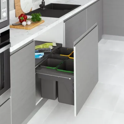 Starax 55cm 16+16l+1+1Lt Kapağa Monte Çöp Kovası Frenli (S-2384-A) - 1