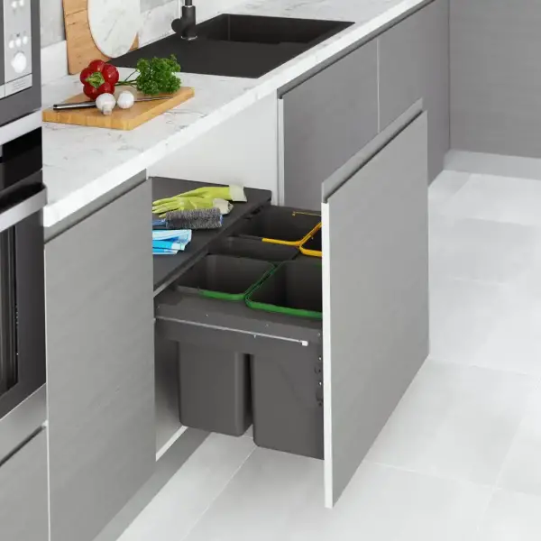 Starax 55cm 16+16l+1+1Lt Kapağa Monte Çöp Kovası Frenli (S-2384-A) - 1