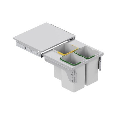 Starax 55cm 12+12+12lt Kapağa Monte Frenli Gri Renk Çöp Kovası 3 Kovalı (S-2384-G) - Starax (1)