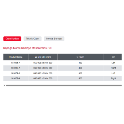 Starax Kapağa Monte Kör Köşe Mekanizması Sağ Frenli Krom 45cm (S-3002-C) - 5