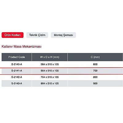 Starax Katlanır Masa Mekanizması 70cm Antrasit (S-2141-A) - 5