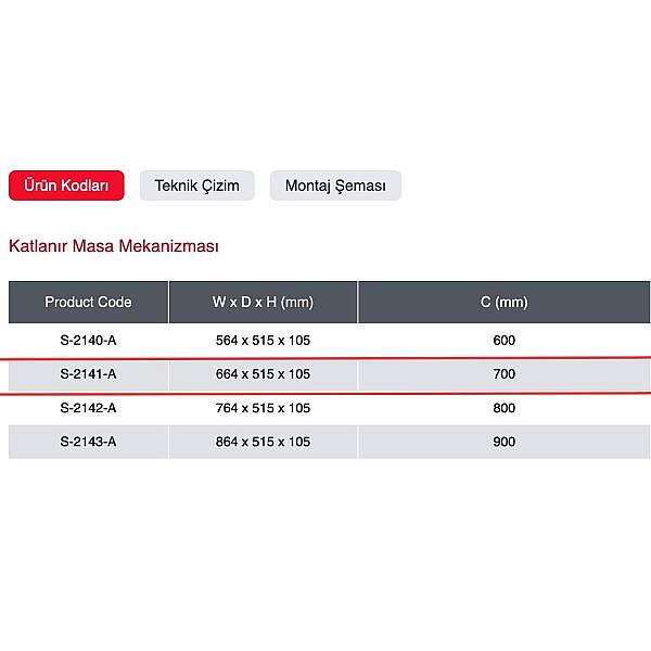 Starax Katlanır Masa Mekanizması 70cm Antrasit (S-2141-A) - 5