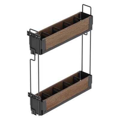 Starax Unique Wood-Antrasit Gizli Raylı 15cm Çift Açılım Sol Deterjanlık (S-2662-UW-A) - 2