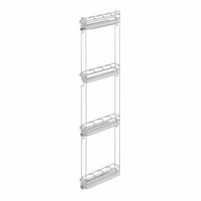 Starax Çift Açılım Gizli Raylı 4 Sepetli Ahşap Tabanlı Sol Şişelik Frenli Krom 15cm (S-2919-C) - 2