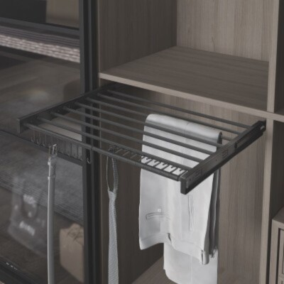 Starax 40cm Plastik Kapaklı Teleskopik Raylı Pantolonluk Antrasit Renk (S-6301-A) - 1