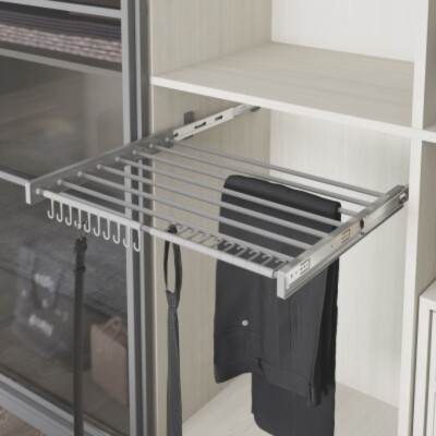 Starax 40cm Plastik Kapaklı Teleskopik Raylı Pantolonluk Gri Renk (S-6301-G) - 1