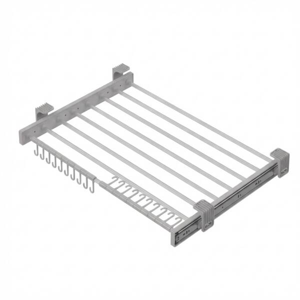 Starax Plastik Kapaklı Teleskopik Raylı Pantolonluk Gri Modül 70cm (S-6306-G) - 3