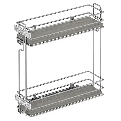 Starax Gizli Raylı Sol Deterjanlık Çift Açılım Frenli Ahşap Tablalı Krom Modül 25cm (S-2493-C) - Starax (1)