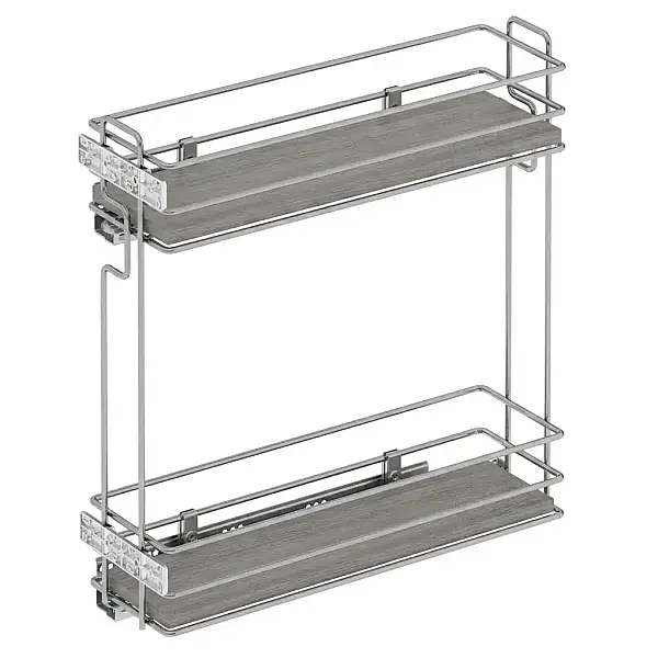 Starax Gizli Raylı Sol Deterjanlık Çift Açılım Frenli Ahşap Tablalı Krom Modül 25cm (S-2493-C) - 2