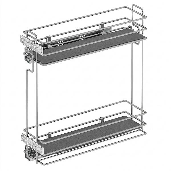 Starax Gizli Raylı Sol Deterjanlık Çift Açılım Frenli Ahşap Tablalı Krom Modül 25cm (S-2495-C) - 2