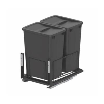 Starax 45cm Kapak Modül Zemin Bağlantılı Gizli Raylı Çöp Kovası 35+35 Litre (S-2594-A) - 2