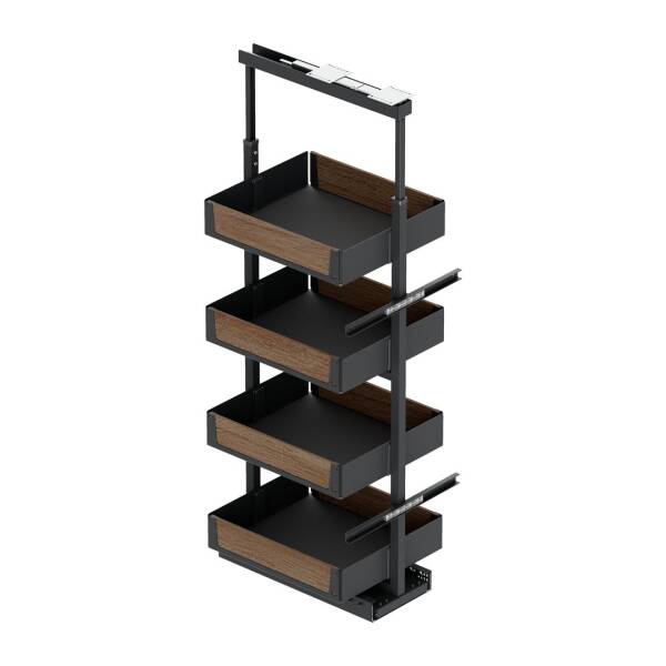 Starax 30cm 5 Sepet Gizli Raylı Frenli Antrasit Unique Wood Kiler Sistemi (S-1913-UW-A) - 2