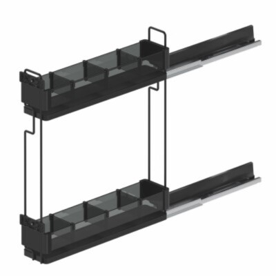 Starax 15cm Premium Kaymaz Yüzeyli Ahşap Tablalı Şişelik - Çift Açılım Sol Yön Antrasit Renk (S-2662-P-A) - 2