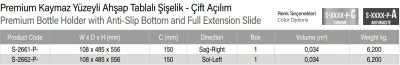 Starax 15cm Premium Kaymaz Yüzeyli Ahşap Tablalı Şişelik - Çift Açılım Sol Yön Antrasit Renk (S-2662-P-A) - 3