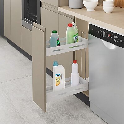 Starax 20 Cm Unique Box Gizli Raylı Deterjanlık Çift Açılım Sol (S-2441-UB-W) - Starax