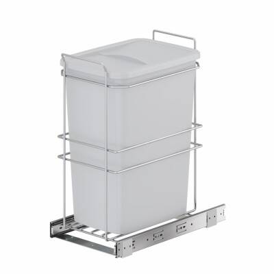 Starax 2590 Bağımsız Teleskopik Raylı Zemin Bağlantılı Çöp Kovası 35 Lt Frenli Gri Modül 30cm (S-2590-G) - 2