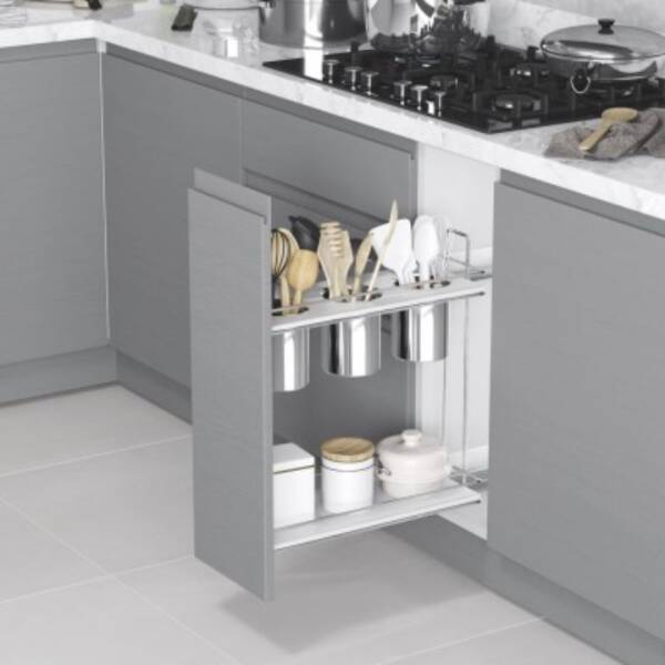 Starax 25cm Gizli Raylı Ahşap Tablalı Kepçelik Frenli Krom Sağ Modül Krom Renk (S-2652-C) - 1
