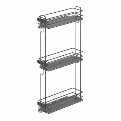 Starax 2916 Çift Aç. Gizli Raylı 3 Sepet Ahşap Tabanlı Şişelik Sağ 150mm Antrasit (S-2916-A) - 2