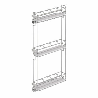 Starax 2916 Çift Aç. Gizli Raylı 3 Sepet Ahşap Tabanlı Şişelik Sağ 150mm Krom (S-2916-C) - 2
