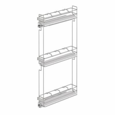 Starax 2916 Çift Aç. Gizli Raylı 3 Sepet Ahşap Tabanlı Şişelik Sağ 150mm Krom (S-2916-C) - 2