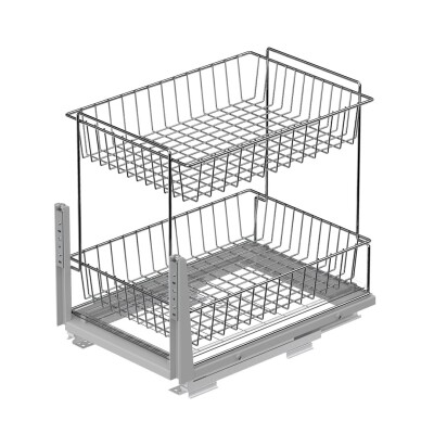 Starax 30cm Zemin Baglantili Tezgah Alti 2 Sepetli Ünite Krom (S-2192-C) - 2