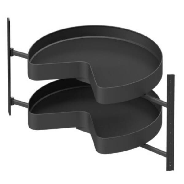 Starax 3/4 Borusuz Kaymaz Ahşap Tablalı Döner Sepet Takımı Unique - 75 cm-Antrasit(S-3052-UB-A) - 2