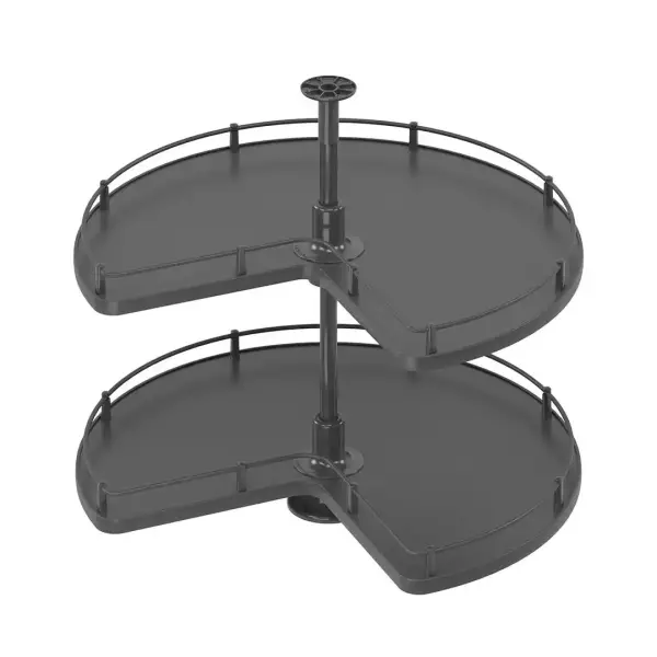 Starax 3/4 Döner Ahşap Tablalı Sepet Takımı Antrasit 74cm (S-3024-A) - 2