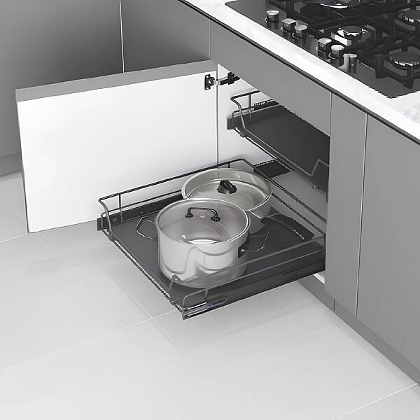 Starax 40cm Ahşap Tablalı Bağımsız Teleskopik Raylı Çekmece Antrasit Renk (S-2308-A) - 1