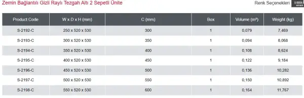 Starax 40cm Zemin Bağlantılı Tezgah Altı 2 Sepetli Ünite Krom Renk (S-2194-C) - 3