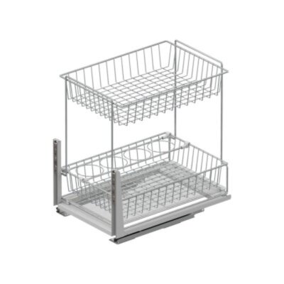 Starax 40cm Zemin Bağlantılı Tezgah Altı 2 Sepetli Ünite Krom Renk (S-2194-C) - 2