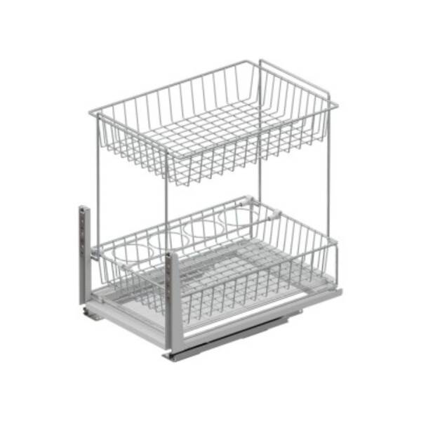 Starax 40cm Zemin Bağlantılı Tezgah Altı 2 Sepetli Ünite Krom Renk (S-2194-C) - 2