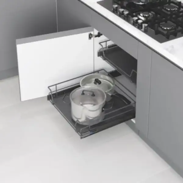 Starax 45cm Ahşap Tablalı Bağımsız Teleskopik Raylı Çekmece Antrasit Renk (S-2309-A) - 1