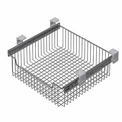 Starax 45cm Yan ve Tavan Bağlantılı Teleskopik Raylı Frenli Çok Amaçlı Sepet (S-6352-C) - 2