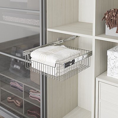 Starax 45cm Yan ve Tavan Bağlantılı Teleskopik Raylı Frenli Çok Amaçlı Sepet (S-6352-C) - Starax