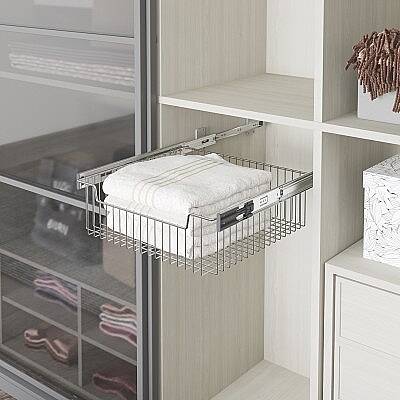 Starax 45cm Yan ve Tavan Bağlantılı Teleskopik Raylı Frenli Çok Amaçlı Sepet (S-6352-C) - 1