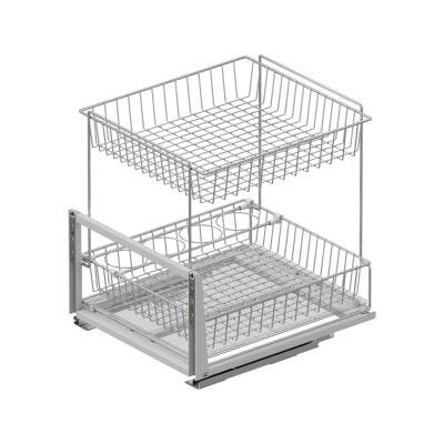 Starax 45cm Zemin Bağlantılı Tezgah Altı 2 Sepetli Ünite Krom Renk (S-2195-C) - 2