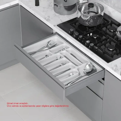 Starax 49x49 cm Beyaz Plastik Kaşıklık 7 Gözlü Modül 55cm (S-2286-WP) - 1