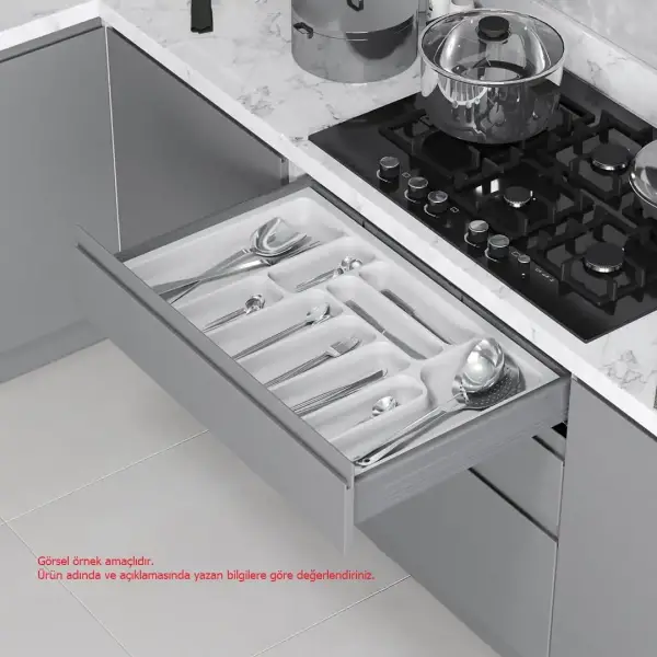 Starax 49x49 cm Beyaz Plastik Kaşıklık 7 Gözlü Modül 55cm (S-2286-WP) - 1