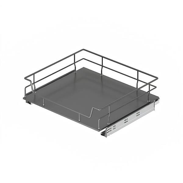 Starax 55cm Ahşap Tablalı Bağımsız Çift Açılım Gizli Raylı Çekmece Antrasit Renk (S-2615-A) - 2